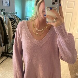 V-Neck Oversized Sweater: Purple